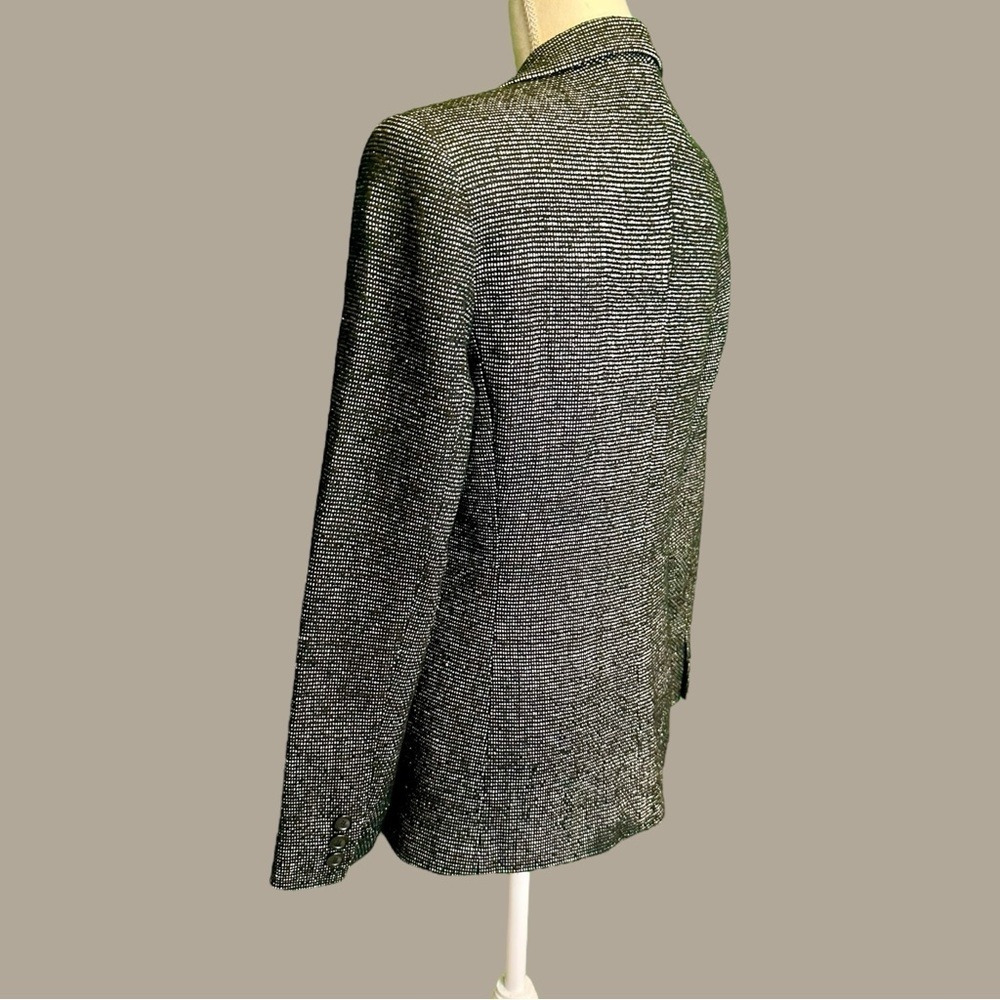 Alfani Black & White 100% Silk Tweed Button-Up Professional Work Blazer Size 8 - Picture 6 of 15